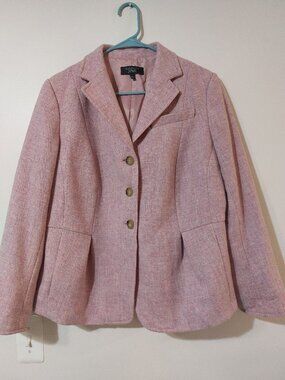 Women's Talbots 100% Wool Shell Dusty Pink 3 Button Tailored Jacket Blazer
